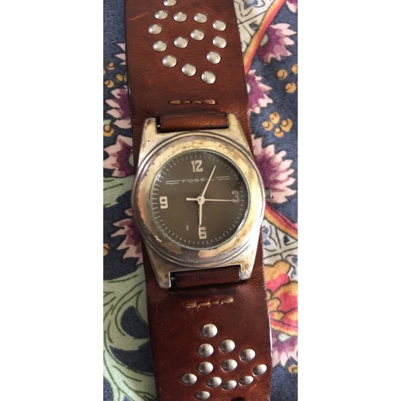 Women’s Fossil Leather Studded Watch - Picture 2 of 4